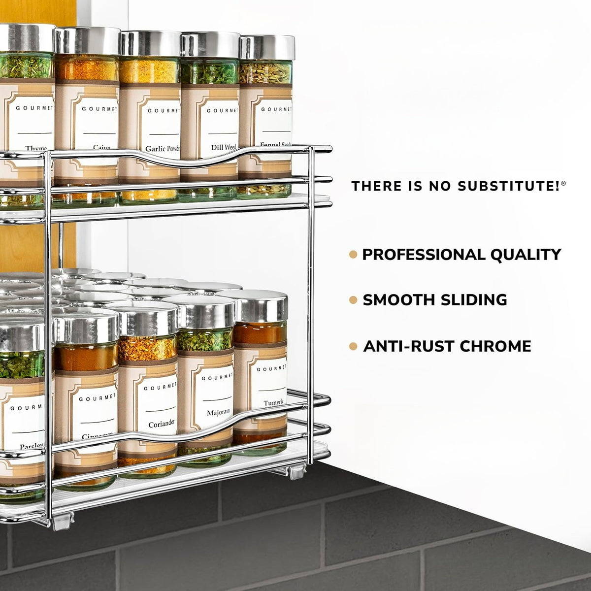 2‑Tier Chrome Pull Out Spice Rack
