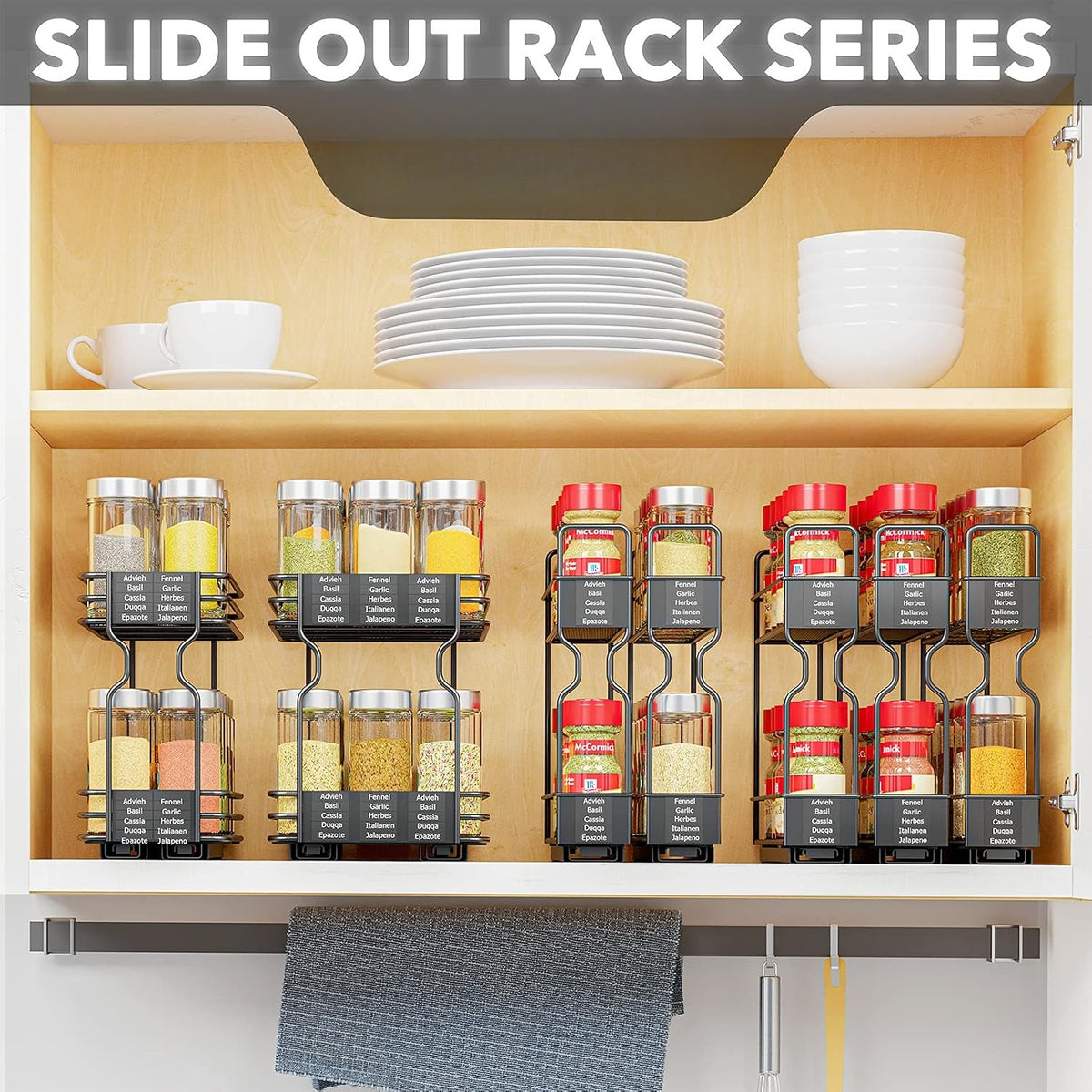 2‑Tier Pull Out Spice Rack Organizer
