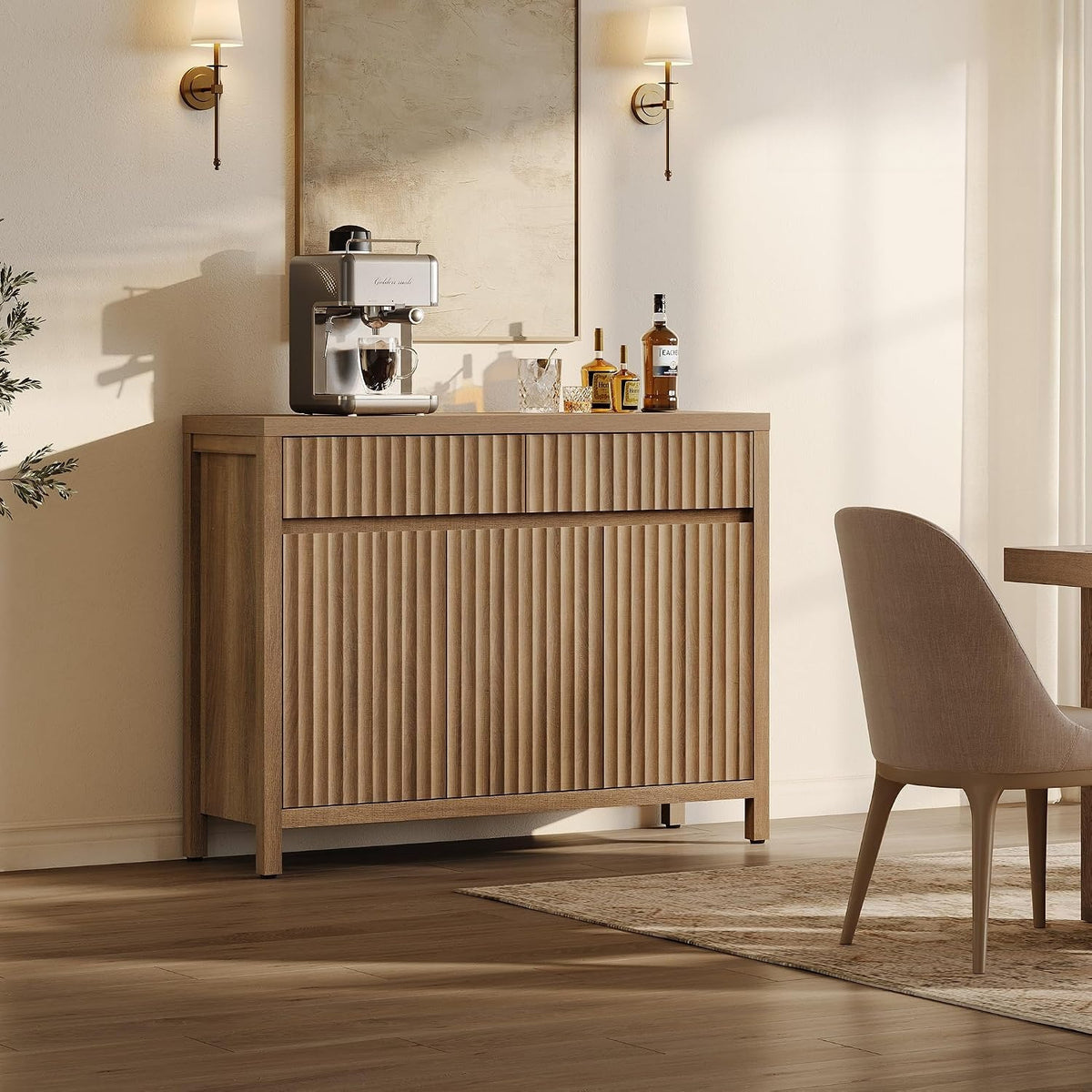 42" Fluted Sideboard Buffet Cabinet