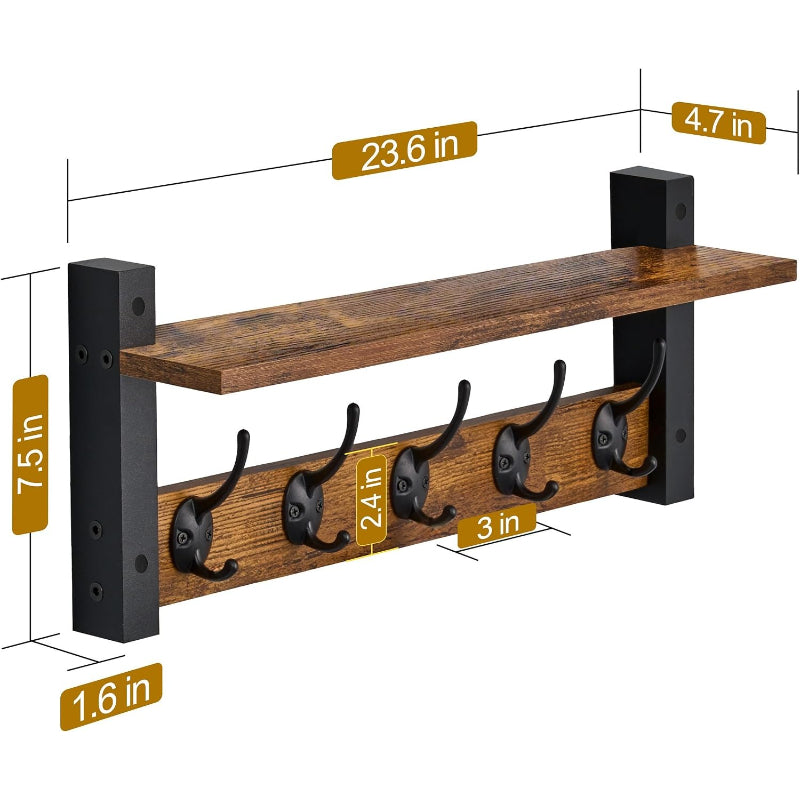 Wall Mount Coat Rack with Shelf