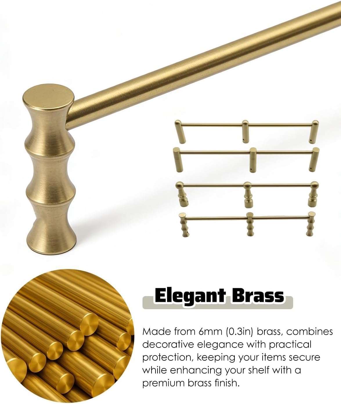 Brand Wood Floating Shelf with Gold Guard Rail