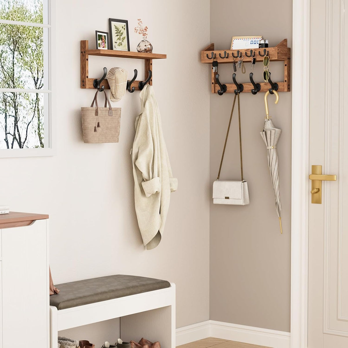 Wall Mount Coat Rack with 13 Hooks
