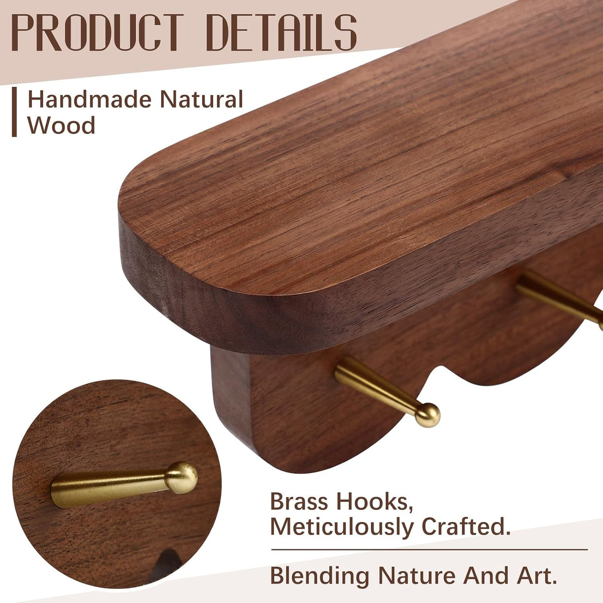 Wall Coat Rack Shelf with 5 Hooks