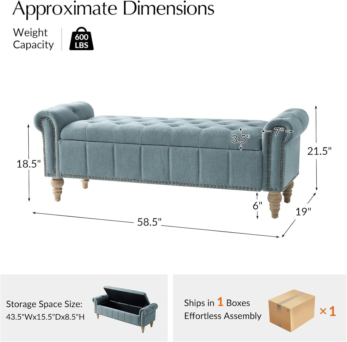 Farmhouse Blue Storage Bench