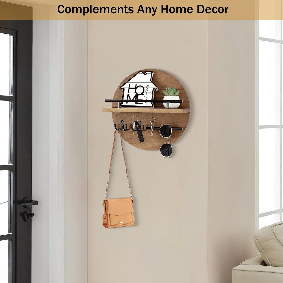 Key Holder Wall Mount Shelf with Hooks