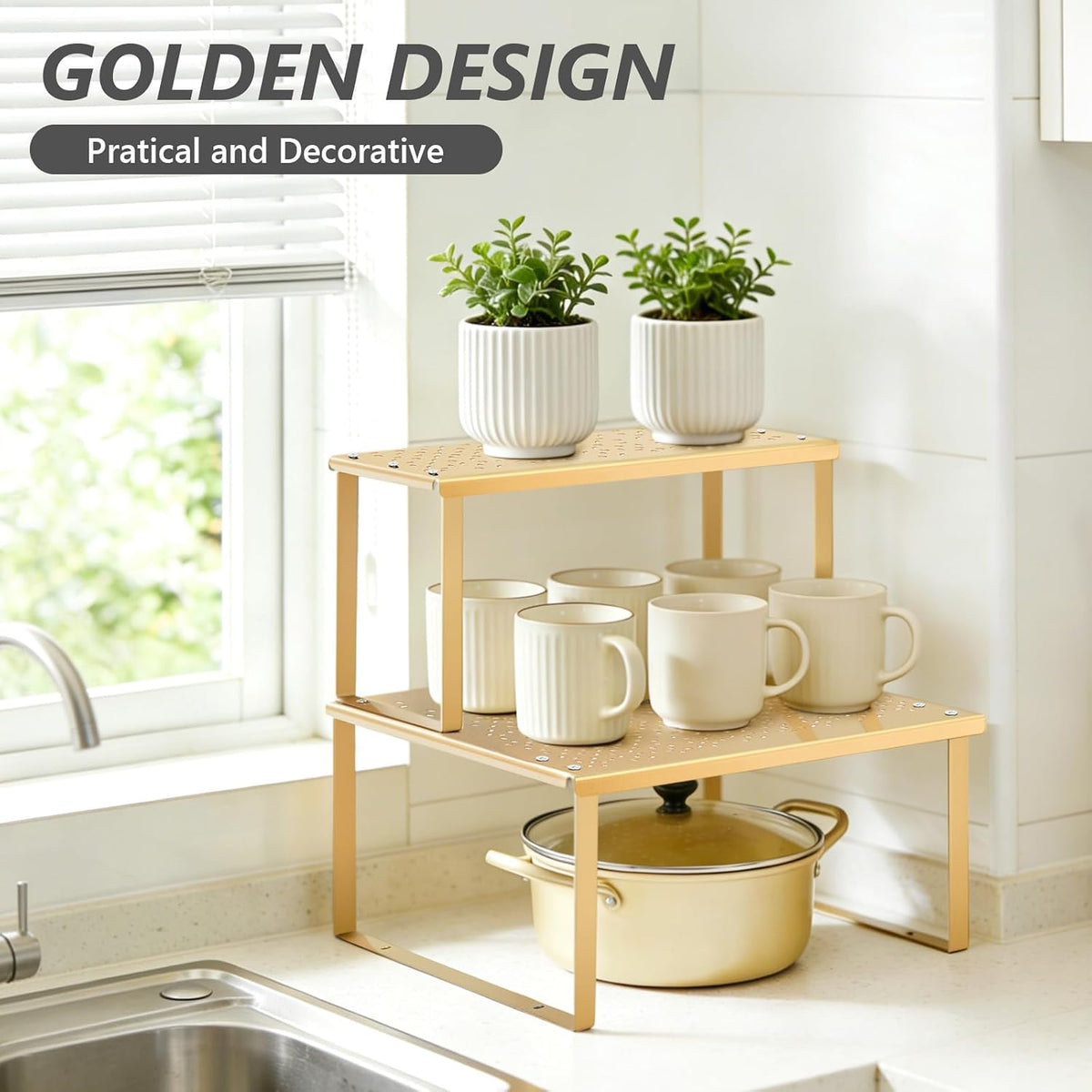 Double‑Layer Gold Metal Spice Rack
