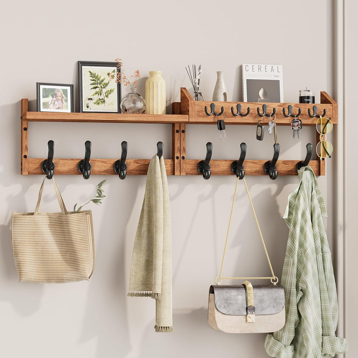 Wall Mount Coat Rack with 13 Hooks