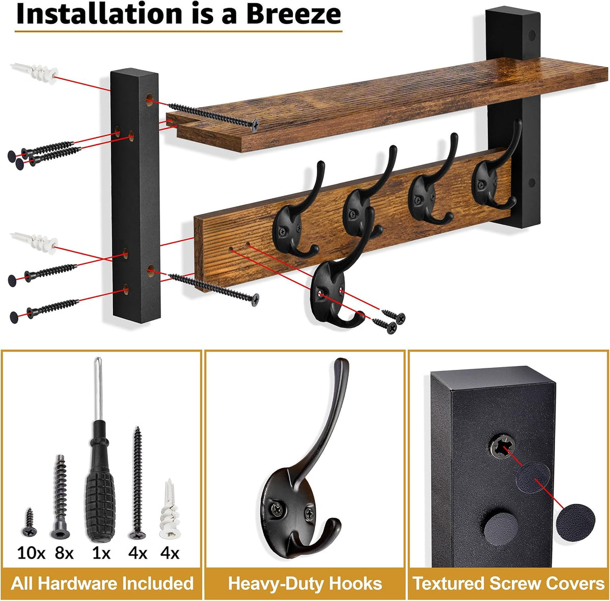 Wall Mount Coat Rack with Shelf