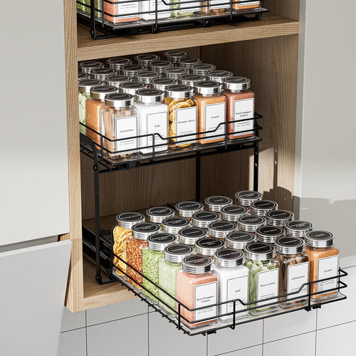 2‑Tier Pull Out Metal Spice Rack
