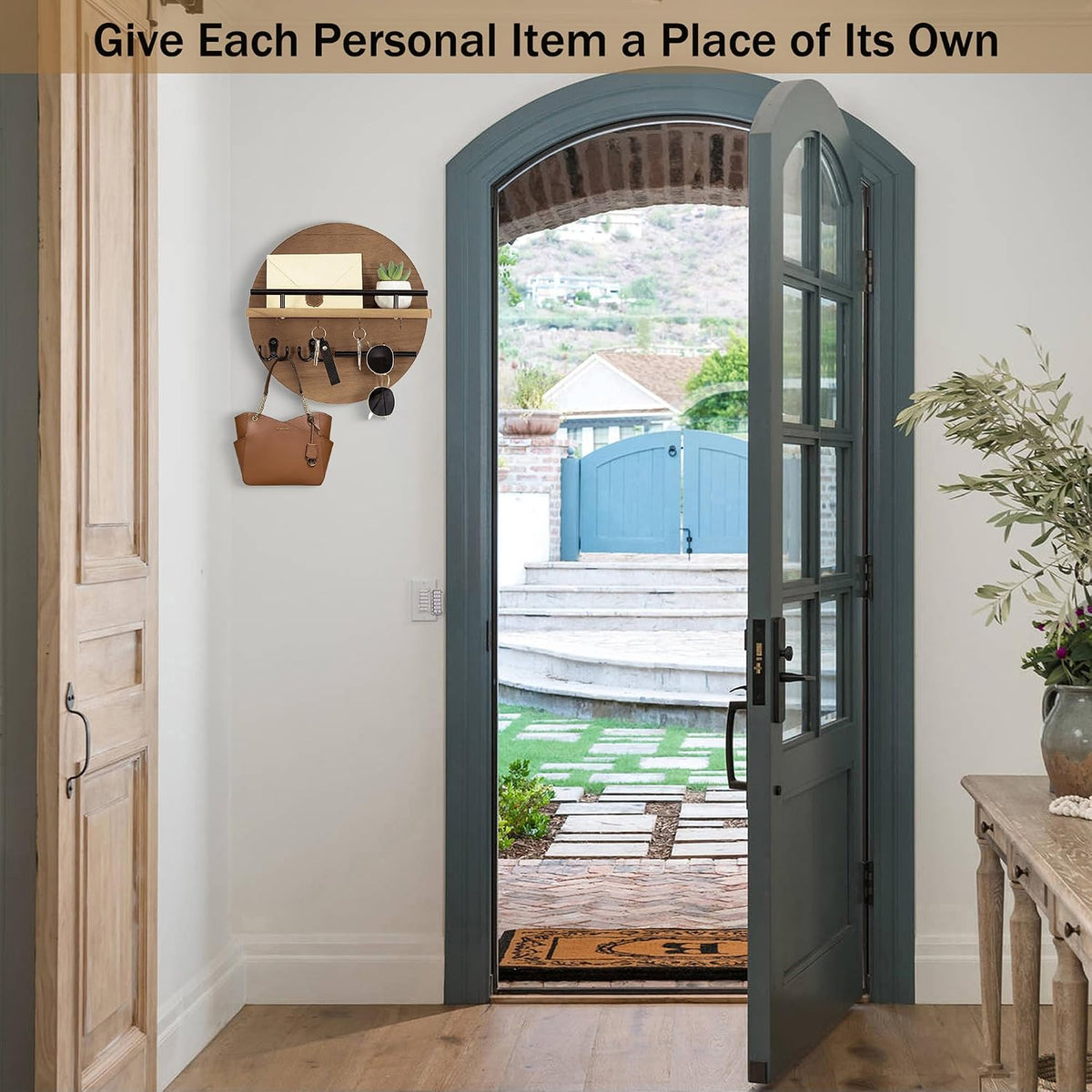 Key Holder Wall Mount Shelf with Hooks