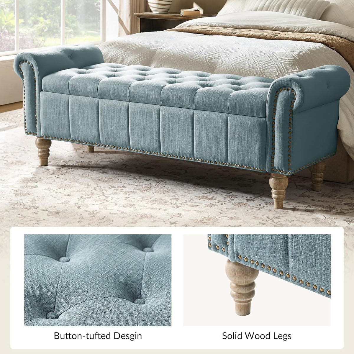 Farmhouse Blue Storage Bench
