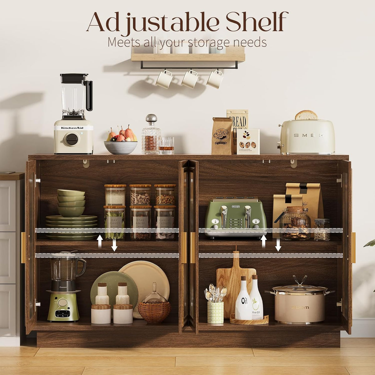 55.1" Storage Sideboard Buffet Credenza Cabinet