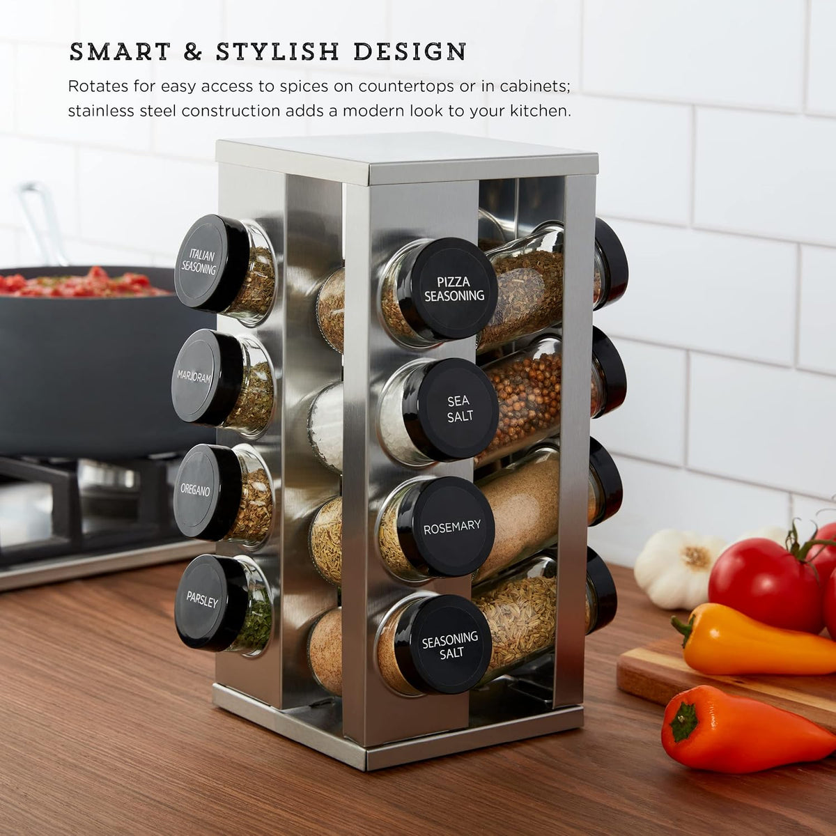 Revolving Countertop Spice Rack 16‑Jar