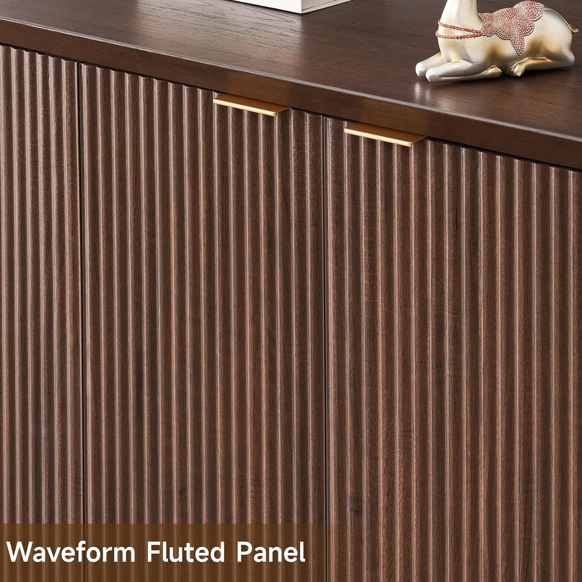Dark Walnut Modern Fluted Sideboard Cabinet