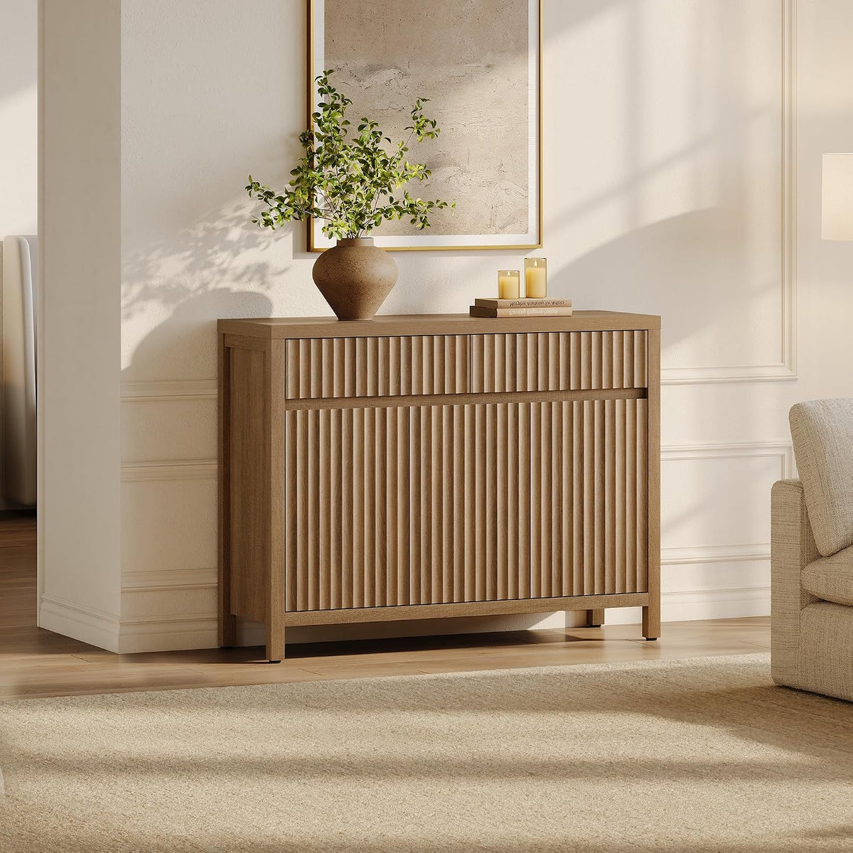 42" Fluted Sideboard Buffet Cabinet