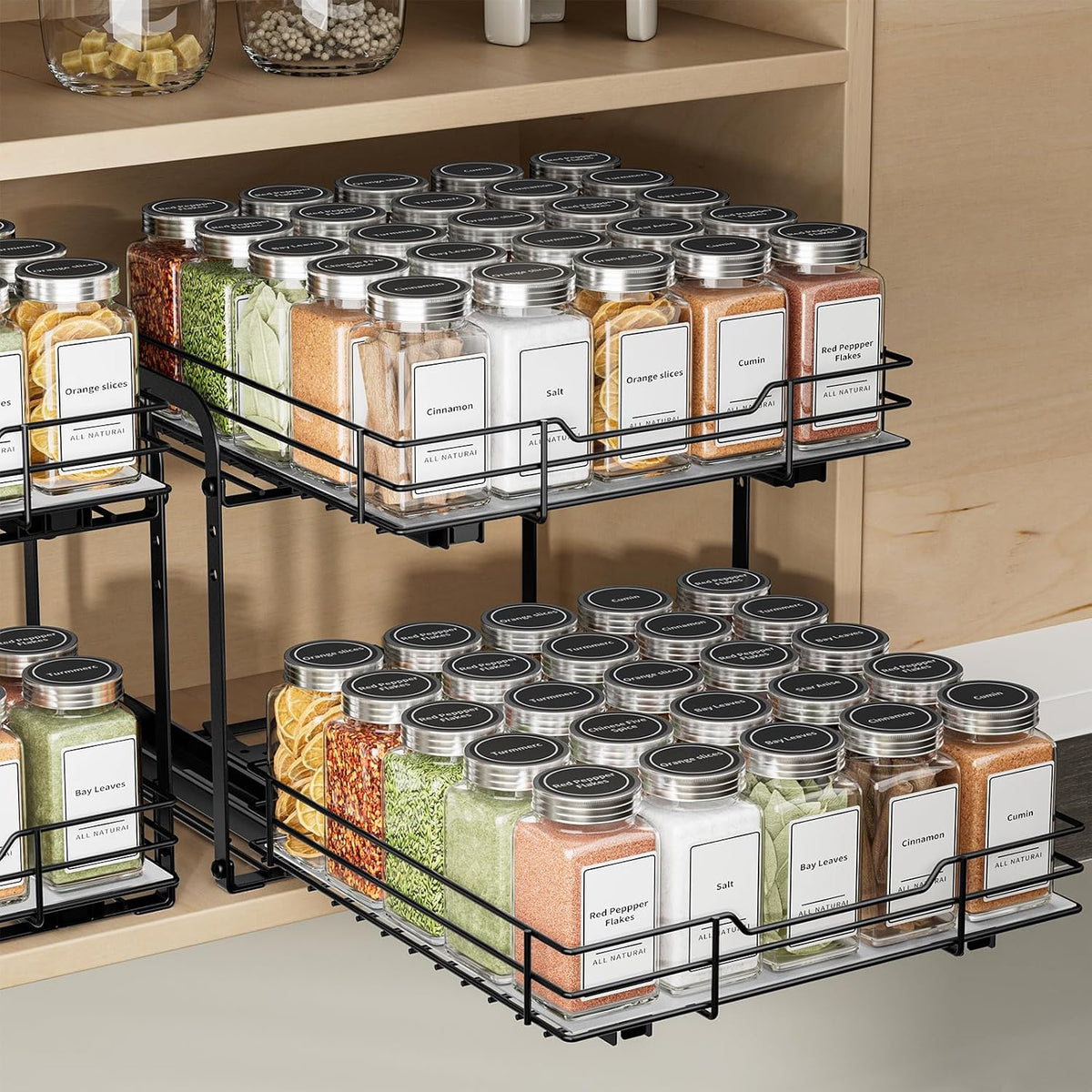 2‑Tier Pull Out Metal Spice Rack