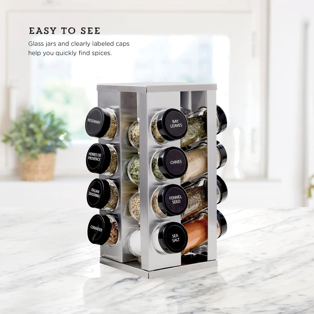 Revolving Countertop Spice Rack 16‑Jar