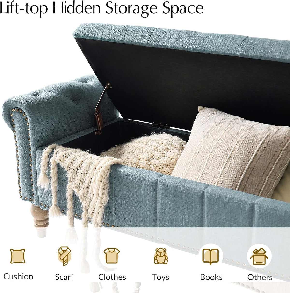 Farmhouse Blue Storage Bench