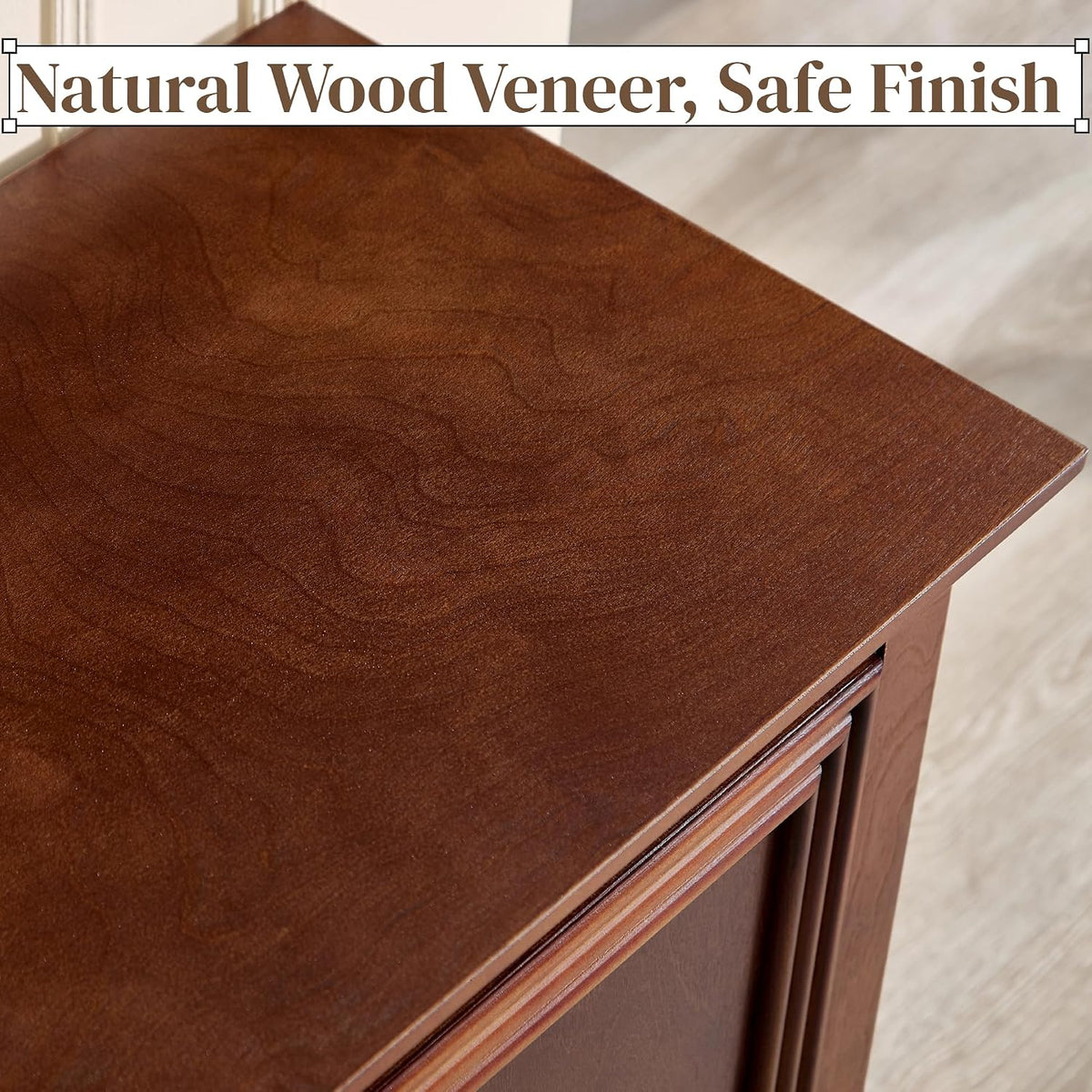 47" Walnut Wood Sideboard Buffet Cabinet