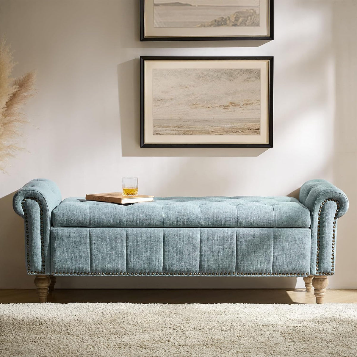 Farmhouse Blue Storage Bench