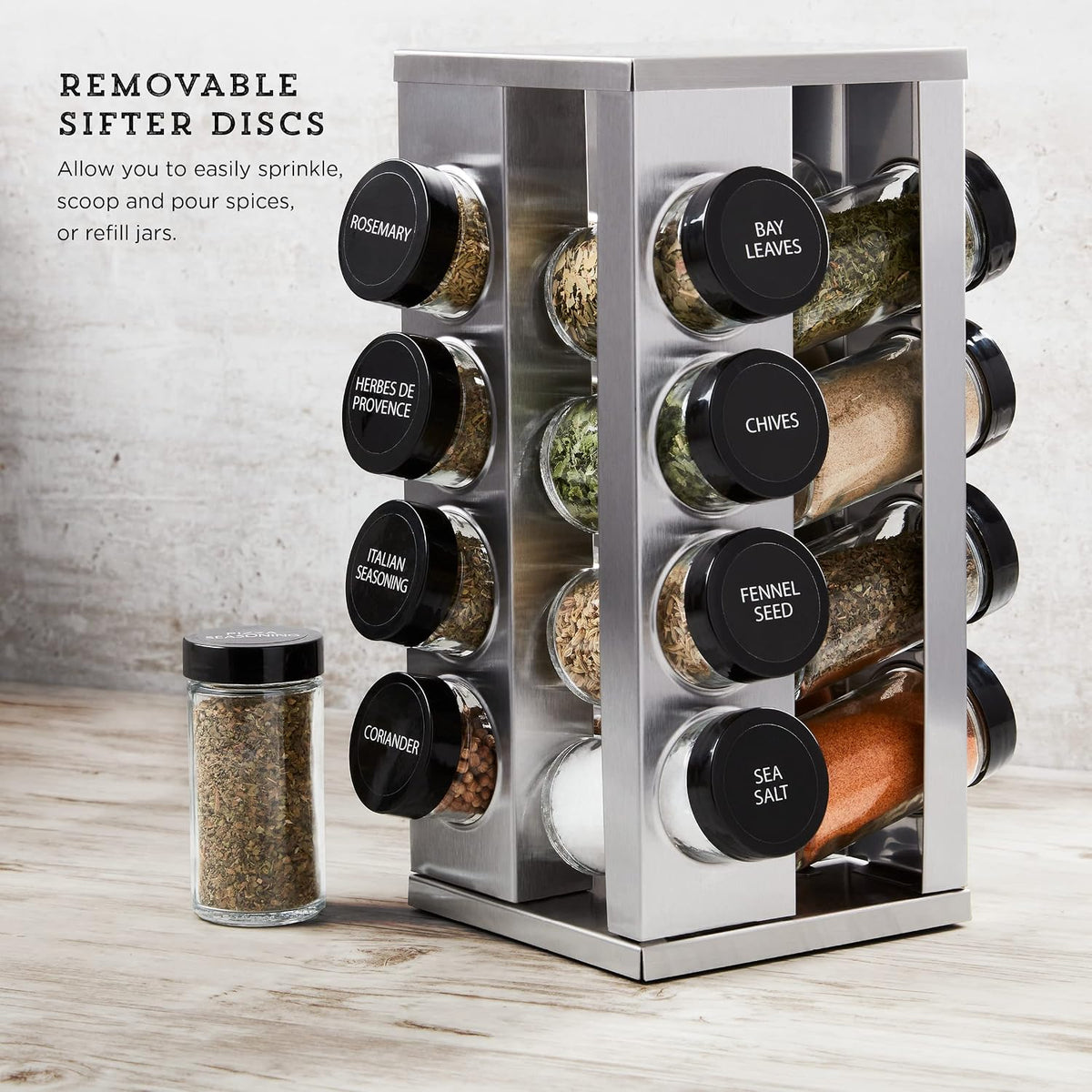 Revolving Countertop Spice Rack 16‑Jar