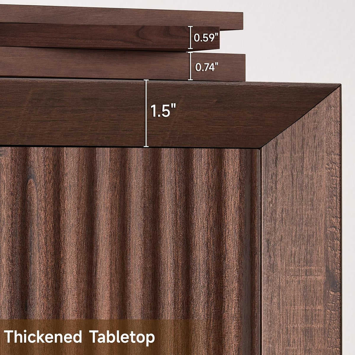 Dark Walnut Modern Fluted Sideboard Cabinet