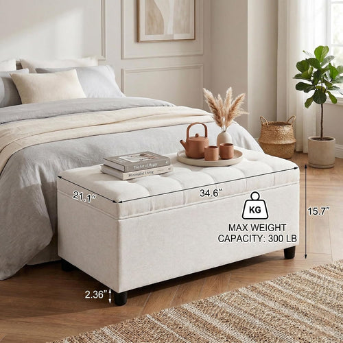 35" Linen Storage Ottoman Bench