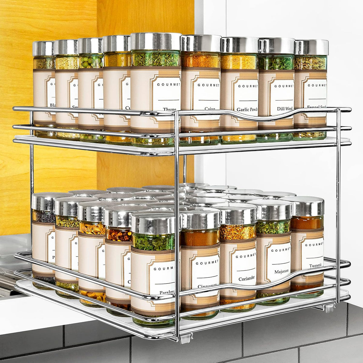2‑Tier Chrome Pull Out Spice Rack