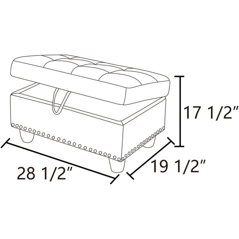 28.5" Upholstered Storage Ottoman Bench Gray White