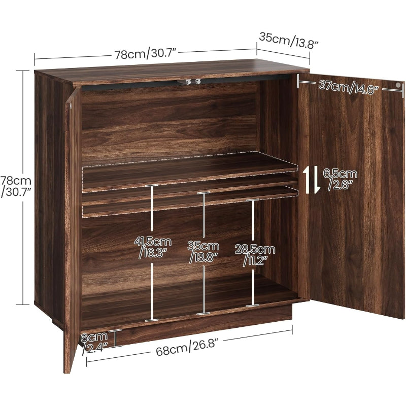 Walnut Push‑Open Buffet Sideboard Cabinet