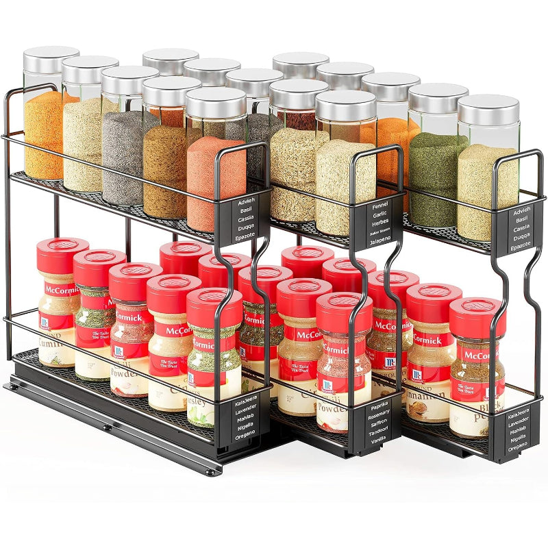 2‑Tier Pull Out Spice Rack Organizer
